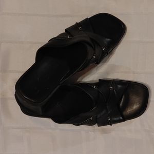 Clark's Leather Wedge Slides Sandals Size 7.5
